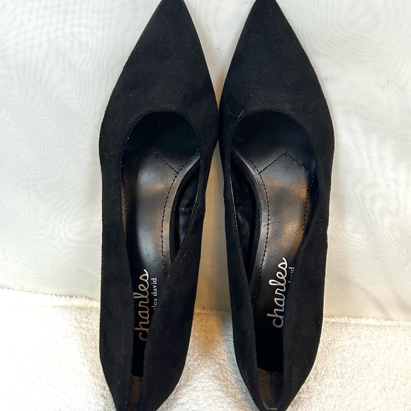 NEW Charles David Black Suede Chunky Block Heel Pumps Shoes / Size 6.5 - Picture 12 of 14